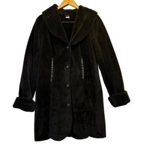NILS Black Vegan Fur Suede Women's Coat Medium
